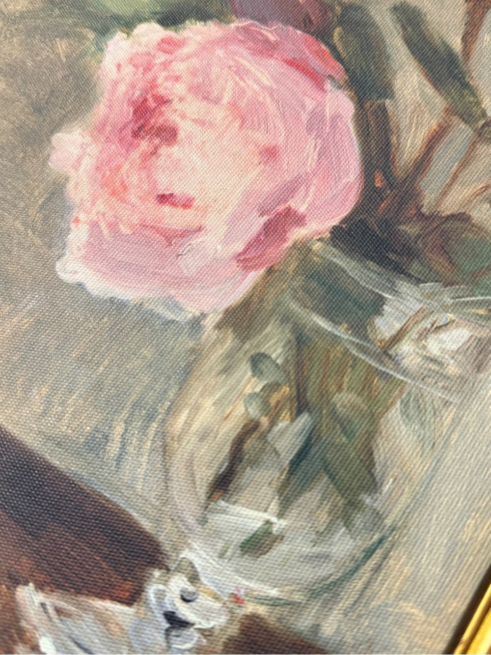 Wall Art | Arched Gold Framed Floral Peonies Size 14" × 11" - Picture 4 of 8